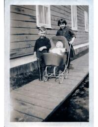 Bob Davidson and Sister with Baby Doll Buggy