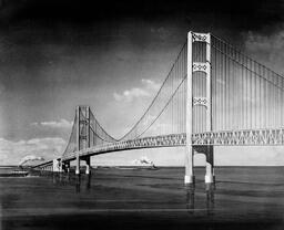 Artwork depicting the Mackinac Bridge