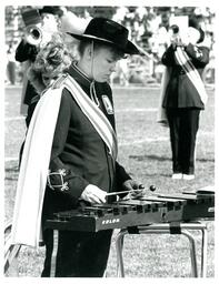 Marching Band Member Playing Xylophone on Football Field (Part of the NMU Historic Photographs Collection)