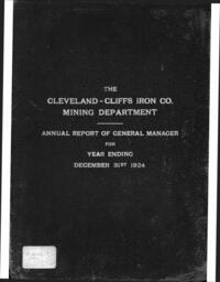 Cleveland-Cliffs Iron Company Mining Department Annual Report, 1924 (Part 1)