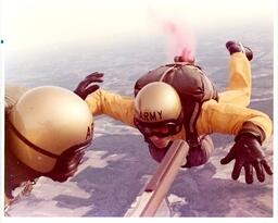 Closeup of Two Army Skydivers in the Air (Part of the NMU Historic Photographs Collection)