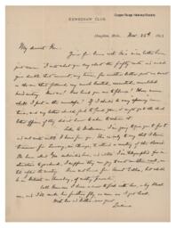 Lucius Lee Hubbard to Fannie Hubbard, 1893-11-26