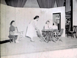 (618-09) Masquers--"Studio Three" Summer 1960: Four Actors Rehearsing on Stage, Two Sitting at Table