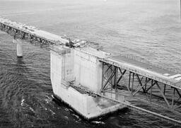 Aerial view of the roadway deck work on the Mackinac Bridge (3 of 3)