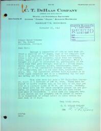 Letter to William H. Schacht (Copper Range Company) from C.T. DeHaas (C.T. DeHaas Company)