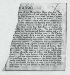 Captain Vetort newspaper article, undated