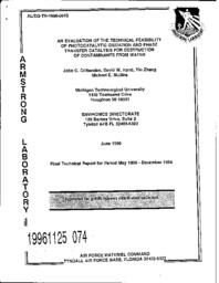 An Evaluation of the Technical Feasibility of Photocatalytic Oxidation and Phase Transfer Catalysis for Destruction of Contaminants from Water