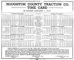 Houghton County Traction Company Time Card (2 of 2)