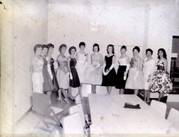 Queen Candidates--All-Events Weekend Feb. 23-25, 1961: Twelve Queen Candidates in Dresses Lined Up