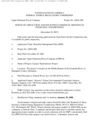 Cataract Hydroelectric Project Shoreline Management Plan Notice of Application Accepted for Filing, Soliciting Comments, Motions to Intervene, and Protests