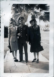 Dorotha and Tom Ross with Esther Davidson under Palm Tree