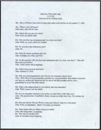 John Lake Oral History Transcript, undated