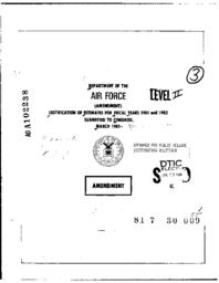 Department of the Air Force Justification of Estimates for FY 1981 and 1982