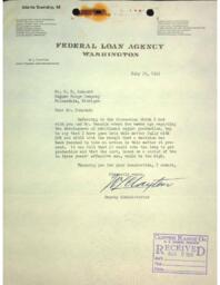 Letter to William H. Schacht from W.L. Clayton (Federal Loan Agency)