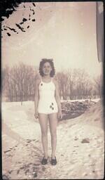 (039-004) Woman in Swimsuit Standing in the Snow