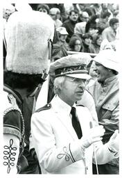 Closeup of Director Talking to Marching Band Member (Part of the NMU Historic Photographs Collection)