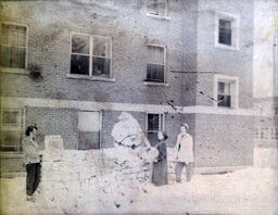 All Events Weekend 1959: Three People Posed with Snow Sculpture