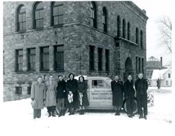 Group of Students with Baraga High School Driver Training Car (Part of the NMU Historic Photographs Collection)