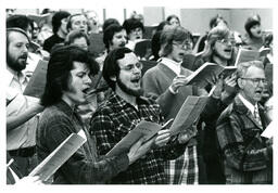 Closeup of Men Singing at Choir Practice (Part of the NMU Historic Photographs Collection)