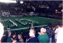 Marching Band Playing in Stationary Formation in Superior Dome (Part of the NMU Historic Photographs Collection)