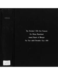 Cleveland-Cliffs Iron Company Mining Department Annual Report, 1930 (Part 1)