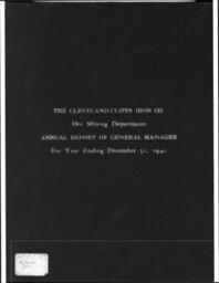 Cleveland-Cliffs Iron Company Mining Department Annual Report, 1940 (Part 1)