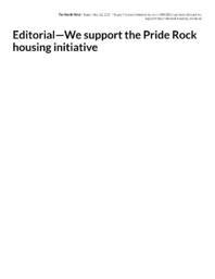 Editorial--We support the Pride Rock Housing Initiative