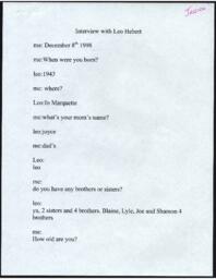 Leo Hebert Oral History Transcript, 1998