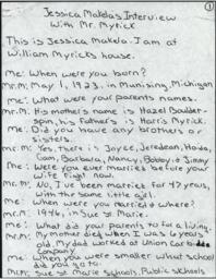 William Myrick Oral History Transcript, undated