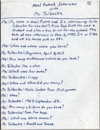 Sulo Talbacka Oral History Transcript, 1990