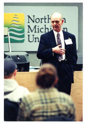 Close-up of Fred Joyal Speaking to Class (Part of the NMU Historic Photographs Collection)