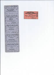 Strip of tickets for Hancock to Calumet Railroad