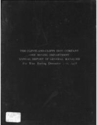 Cleveland-Cliffs Iron Company Mining Department Annual Report, 1938 (Part 1)