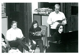 Three Vocal Students and Accompanist Practicing (Part of the NMU Historic Photographs Collection)