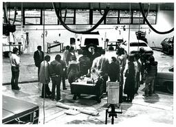 Professor Speaking to Group of Students in Car Shop (Part of the NMU Historic Photographs Collection)