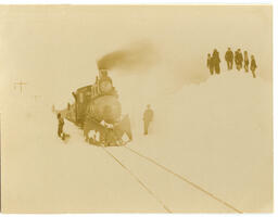 Snow scene with Hancock and Calumet Railroad train