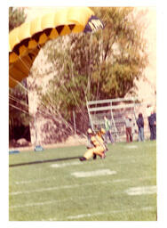 Parachutist Landing on Football Field (Part of the NMU Historic Photographs Collection)