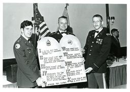 Three Military Men Holding Mock Ten Commandments (Part of the NMU Historic Photographs Collection)