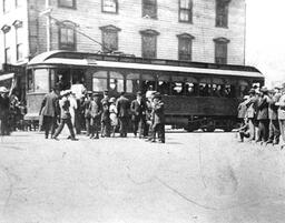 Passengers Boarding Streetcar in Houghton County