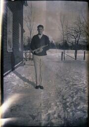 (132-015) Man with Trumpet in Snow