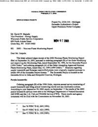 Escanaba Hydroelectric Project 2003 Noxious Plants Monitoring Report