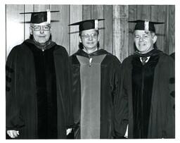 John X. Jamrich and Two Other Men Wearing Academic Robes (Part of the NMU Historic Photographs Collection)