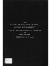 Cleveland-Cliffs Iron Company Mining Department Annual Report, 1925 (Part 1)