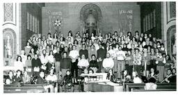 Choir, String Players, and Pianist Posing in a Church (Part of the NMU Historic Photographs Collection)