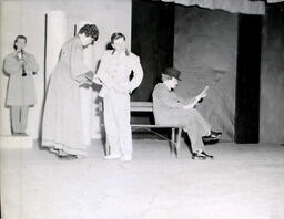 (624-08) Masquers--"Thieves Carnival" 1958: Four People on Stage, One Playing Clarinet