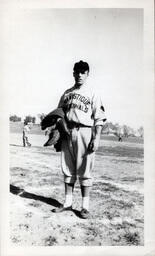 Tom Ross on Field in Manistique Red Bird Uniform