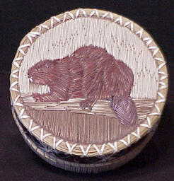 Quill box with beaver motif (2 of 2--top)