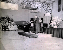 Commencement 1960: Side View of Man Speaking on Stage