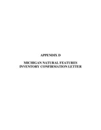 McClure Penstock Replacement Environmental Report Appendix D Michigan Natural Features Inventory Confirmation Letter