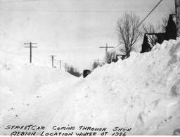 Winter Scene with Streetcar at Albion Location